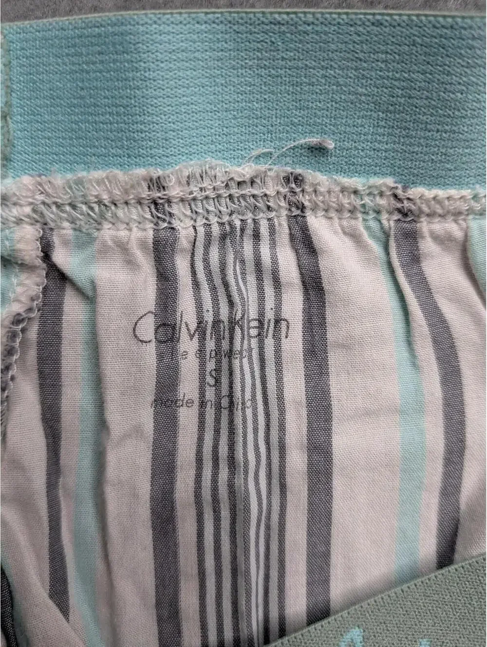 Calvin Klein Pajama Pants Mens Small Gray Stripe Logo Waist Lounge Sleepwear